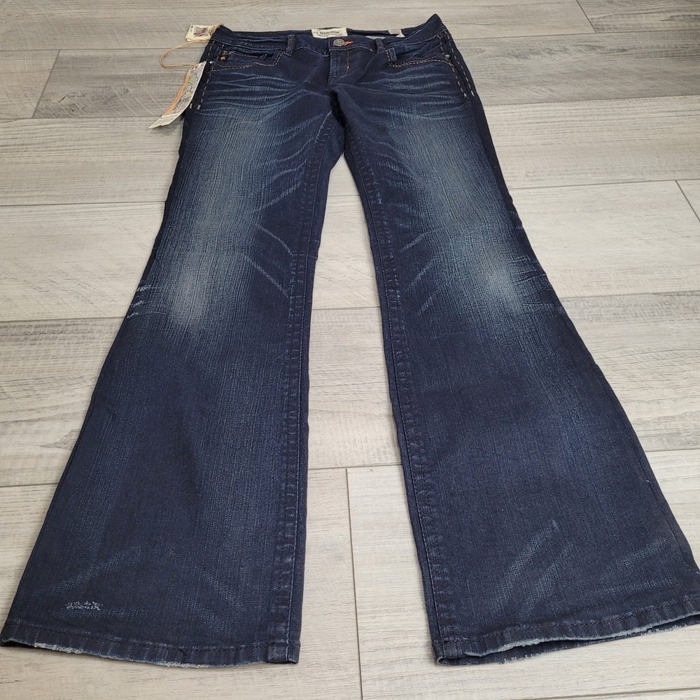👖NWT-MEK DNM Jeans Women's 31x34 Samara Easy Bootcut Distressed Western (READ)